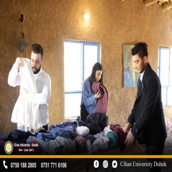 the students of the first stage in the Department of General Education conducted a voluntary work by collecting winter clothes for the people in need