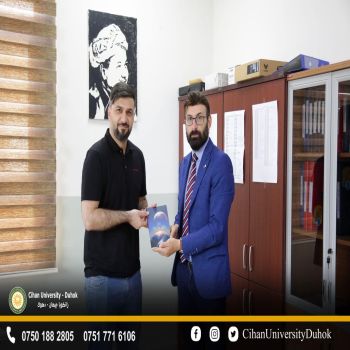 Vice- President of Cihan University - Duhok, received the young author Kahin Kamal, owner of the book Last Days on Earth, presented to Cihan University –Duhok