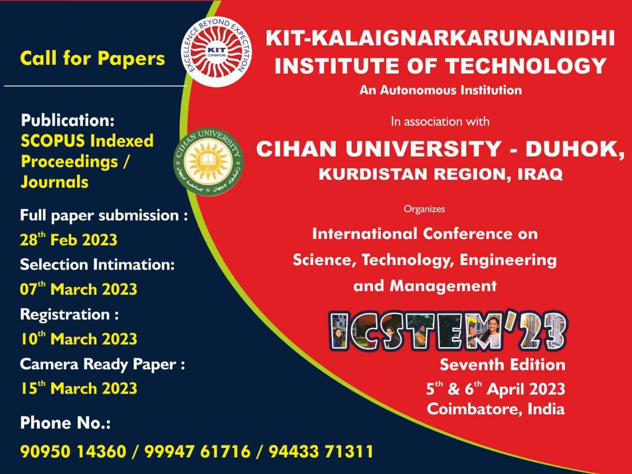 the International Conference Science, Technology, Engineering and Management (ICSTEM’23)