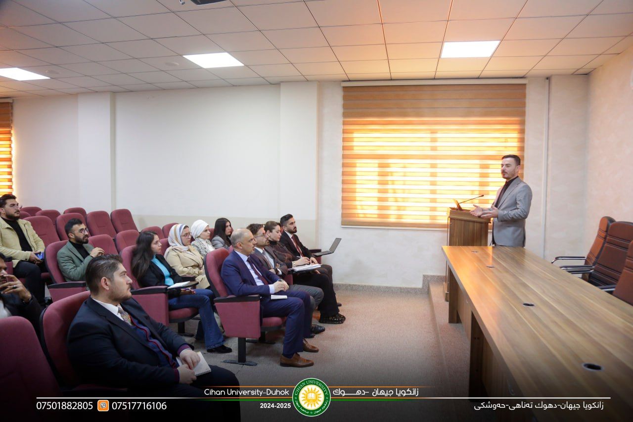 Assistant Lecturer Khalid Ibrahim Khalaf, in the Department of Scientific Computer Science, held a seminar on the topic “Developing the University Management System” at Cihan University-Duhok.