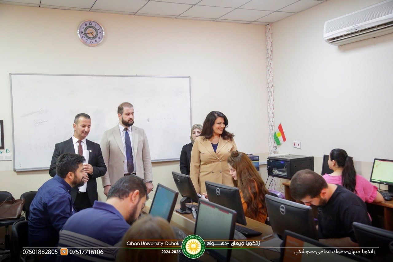 ‎‎زيارة مديرة التربية الشرقية إلى جامعة جيهان-دهوك لمتابعة امتحانات طرائق التدريس